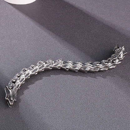 Disturbia Kalen Vintage Punk Bracelet Men's Stainless Steel Animal Dragon Keel Jewelry Street Culture Dragon Steel Stainless Steel Gothic Ring
