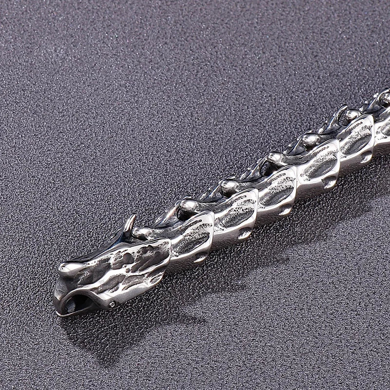 Disturbia Kalen Vintage Punk Bracelet Men's Stainless Steel Animal Dragon Keel Jewelry Street Culture Dragon Steel Stainless Steel Gothic Ring
