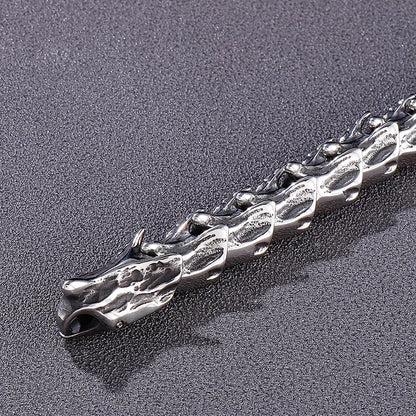 Disturbia Kalen Vintage Punk Bracelet Men's Stainless Steel Animal Dragon Keel Jewelry Street Culture Dragon Steel Stainless Steel Gothic Ring