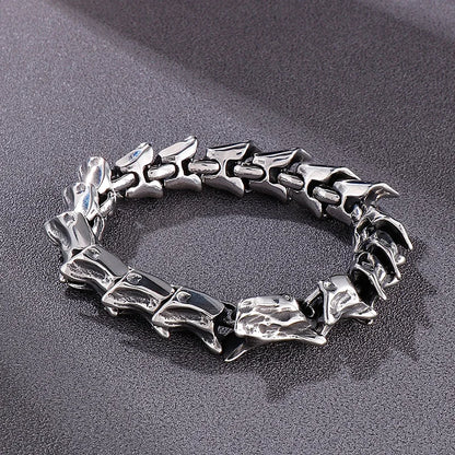 Disturbia Kalen Vintage Punk Bracelet Men's Stainless Steel Animal Dragon Keel Jewelry Street Culture Dragon Steel Stainless Steel Gothic Ring