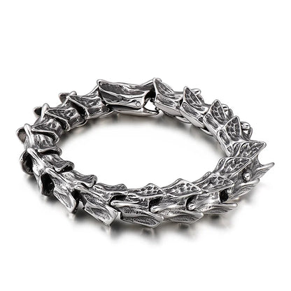 Disturbia Kalen Vintage Punk Bracelet Men's Stainless Steel Animal Dragon Keel Jewelry Street Culture Dragon Steel Stainless Steel Gothic Ring