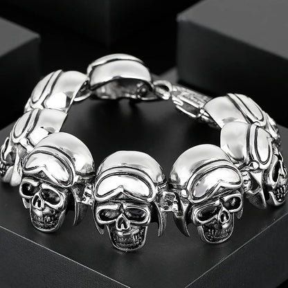 Disturbia Steampunk Rock Skull Bracelet for Men In Waterproof Stainless Steel Skeleton Men's Bracelet Man Bike Jewelry Boys Birthday Gifts Skull Skeleton Steel Stainless Steel Gothic Ring