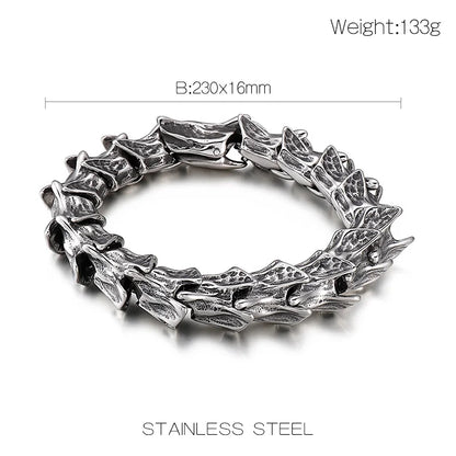 Disturbia Kalen Vintage Punk Bracelet Men's Stainless Steel Animal Dragon Keel Jewelry Street Culture Dragon Steel Stainless Steel Gothic Ring