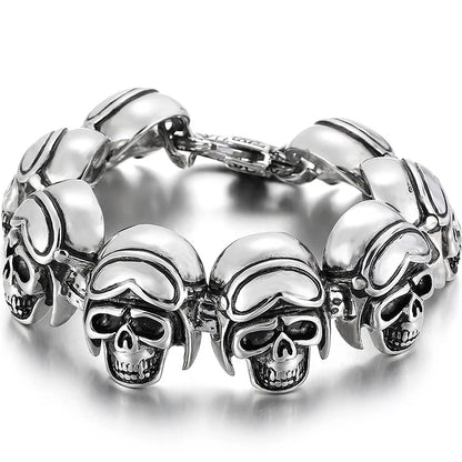 Disturbia Steampunk Rock Skull Bracelet for Men In Waterproof Stainless Steel Skeleton Men's Bracelet Man Bike Jewelry Boys Birthday Gifts Skull Skeleton Steel Stainless Steel Gothic Ring