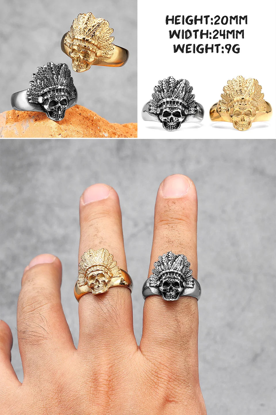 Killstar Vintage Punk Gothic All Skull Head Series Stainless Steel Womens Mens Rings Unique for Biker Jewelry Creativity Gift Wholesale Skull Gothic Steel Stainless Steel
