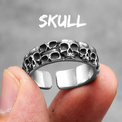 Killstar Vintage Punk Gothic All Skull Head Series Stainless Steel Womens Mens Rings Unique for Biker Jewelry Creativity Gift Wholesale Skull Gothic Steel Stainless Steel