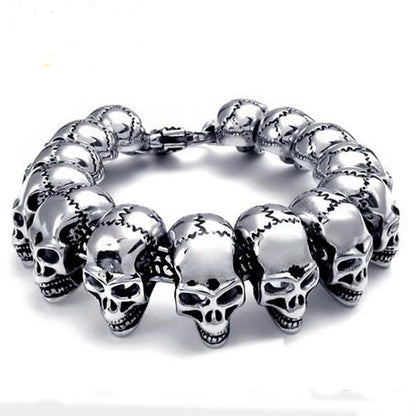 Disturbia Steampunk Rock Skull Bracelet for Men In Waterproof Stainless Steel Skeleton Men's Bracelet Man Bike Jewelry Boys Birthday Gifts Skull Skeleton Steel Stainless Steel Gothic Ring