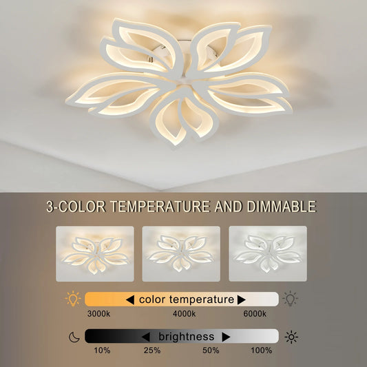 Artemide LED Ceiling Light Fixture, Modern Leaves Ceiling Lamp Flush Mount Ceiling for Living Room Study Room Dining Room Bedroom