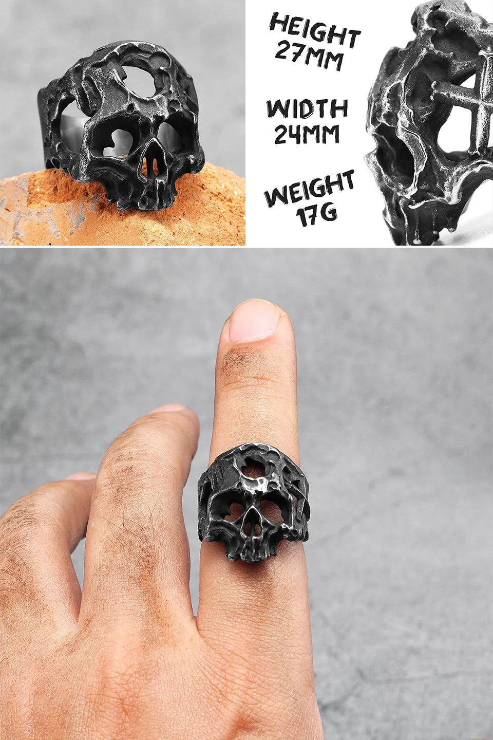 Killstar Vintage Punk Gothic All Skull Head Series Stainless Steel Womens Mens Rings Unique for Biker Jewelry Creativity Gift Wholesale Skull Gothic Steel Stainless Steel