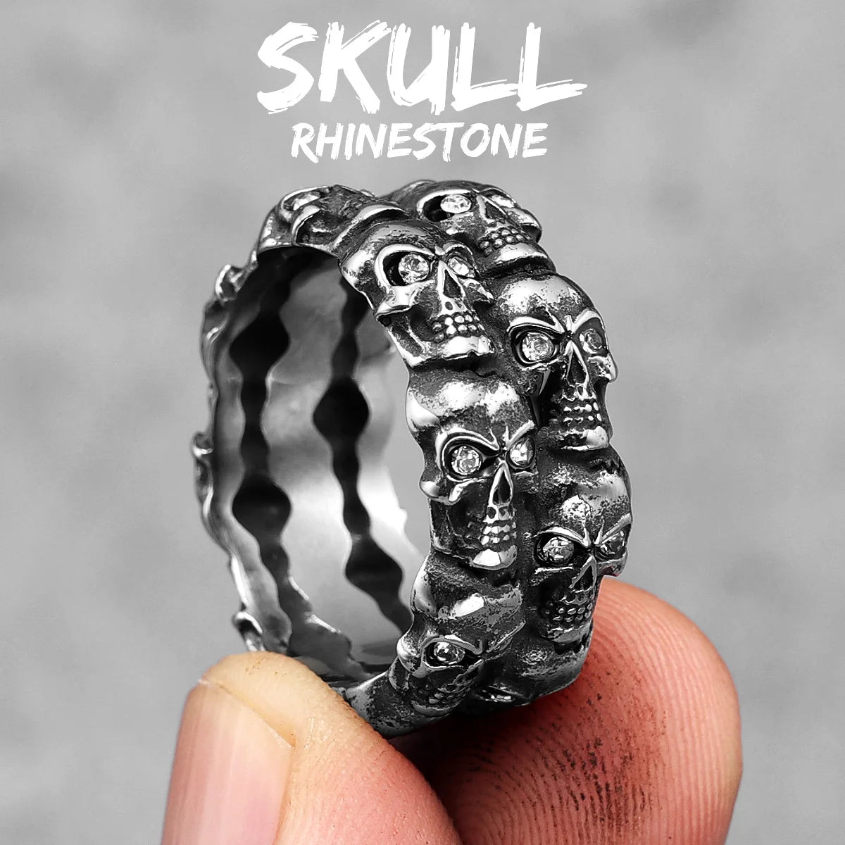 Killstar Vintage Punk Gothic All Skull Head Series Stainless Steel Womens Mens Rings Unique for Biker Jewelry Creativity Gift Wholesale Skull Gothic Steel Stainless Steel