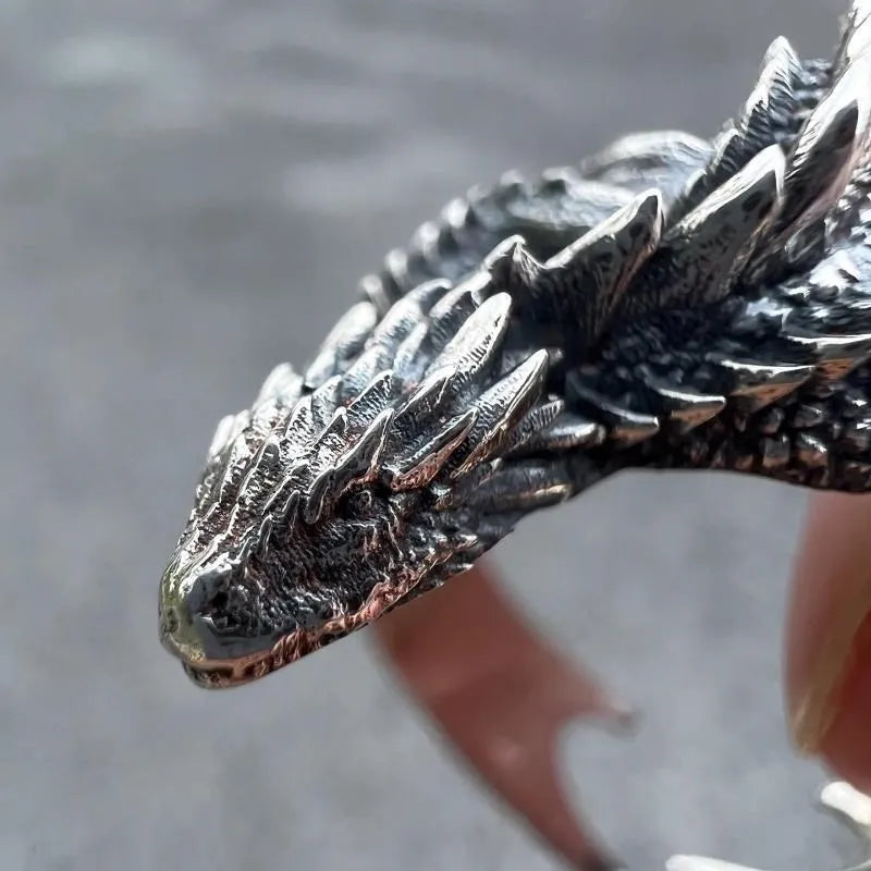 Disturbia Gothic Punk Style Dragon Rings Pterosaur Wings Opening Alloy Rings Vintage Jewelry Costume Accessories Gifts Dragon Gothic Alloy