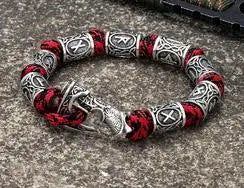 Blackcraft Cult Never Fade Rock Viking Wolf Bracelet Men's handmade cord Wolf Bead Punk Bracelets Biker Jewelry Wolf Black Gothic Ring