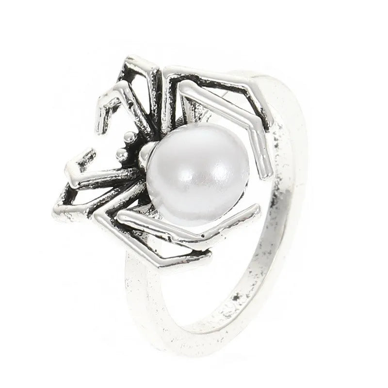Killstar Gothic Punk Irregular Spider Opening Ring Women Men Fashion Zircon Black Crystal Dark Animal Ring Hip Hop Party Finger Jewelry Gothic Black