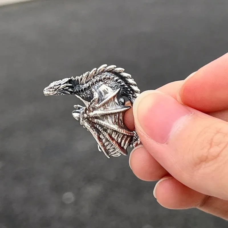 Disturbia Gothic Punk Style Dragon Rings Pterosaur Wings Opening Alloy Rings Vintage Jewelry Costume Accessories Gifts Dragon Gothic Alloy