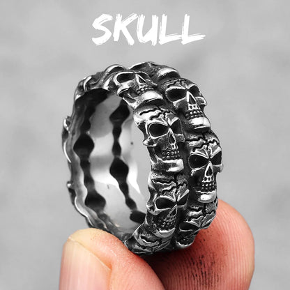 Killstar Vintage Punk Gothic All Skull Head Series Stainless Steel Womens Mens Rings Unique for Biker Jewelry Creativity Gift Wholesale Skull Gothic Steel Stainless Steel