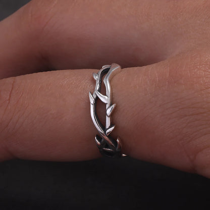 Disturbia 925 Sterling Silver Gothic Thorn Couple Rings for Women Men Punk Retro Cool Spiky Finger Ring Adjustable Hip hop Y2k Jewelry Gothic Silver Silver