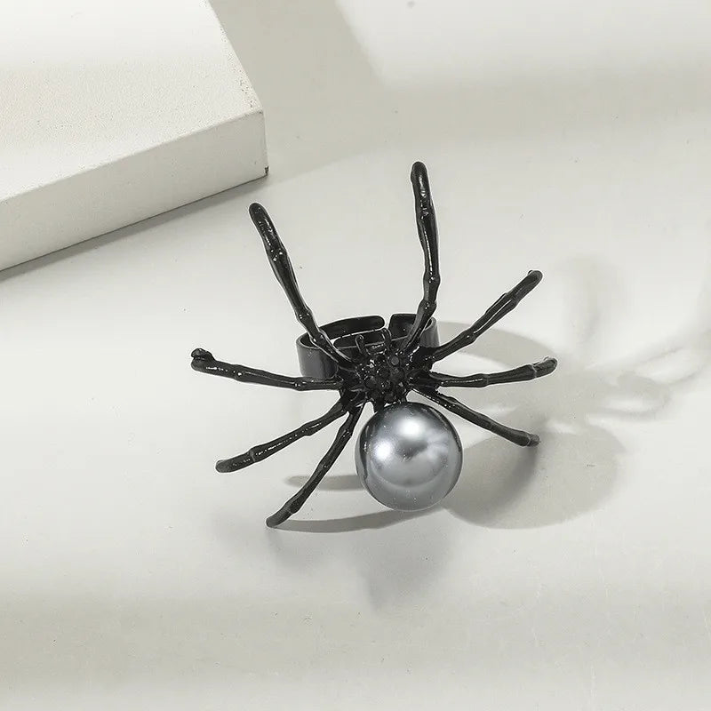Killstar Gothic Punk Irregular Spider Opening Ring Women Men Fashion Zircon Black Crystal Dark Animal Ring Hip Hop Party Finger Jewelry Gothic Black