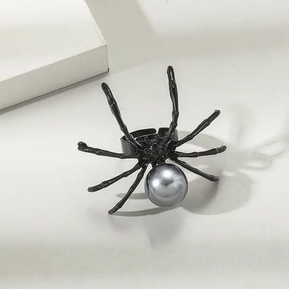 Killstar Gothic Punk Irregular Spider Opening Ring Women Men Fashion Zircon Black Crystal Dark Animal Ring Hip Hop Party Finger Jewelry Gothic Black