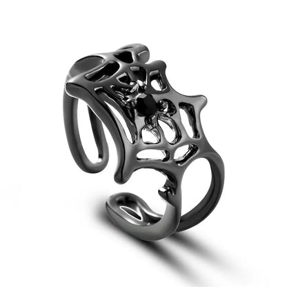 Killstar Gothic Punk Irregular Spider Opening Ring Women Men Fashion Zircon Black Crystal Dark Animal Ring Hip Hop Party Finger Jewelry Gothic Black