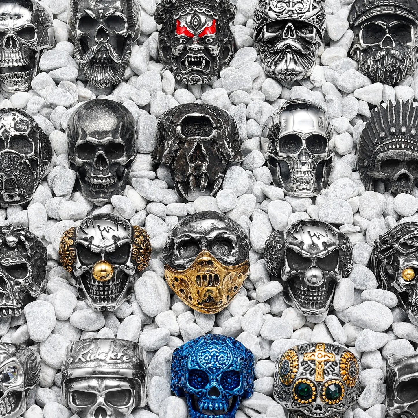 Killstar Vintage Punk Gothic All Skull Head Series Stainless Steel Womens Mens Rings Unique for Biker Jewelry Creativity Gift Wholesale Skull Gothic Steel Stainless Steel
