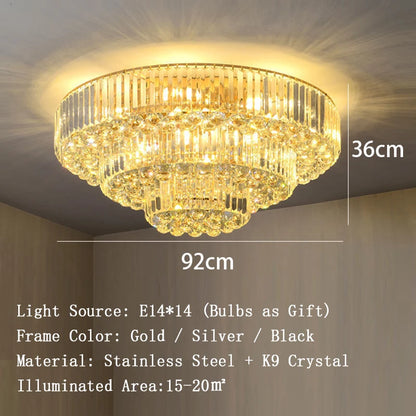 Arcchio LED Ceiling Lights Classical Round Ceiling Chandeliers Luxury Crystal Lustres Decor Home Plafonnier for Living Room