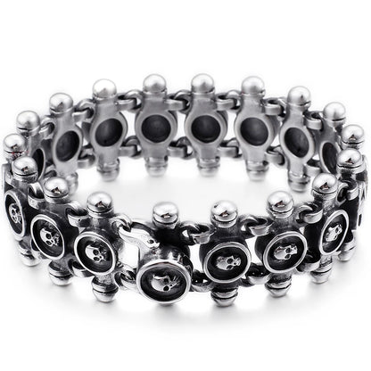 Disturbia Steampunk Rock Skull Bracelet for Men In Waterproof Stainless Steel Skeleton Men's Bracelet Man Bike Jewelry Boys Birthday Gifts Skull Skeleton Steel Stainless Steel Gothic Ring