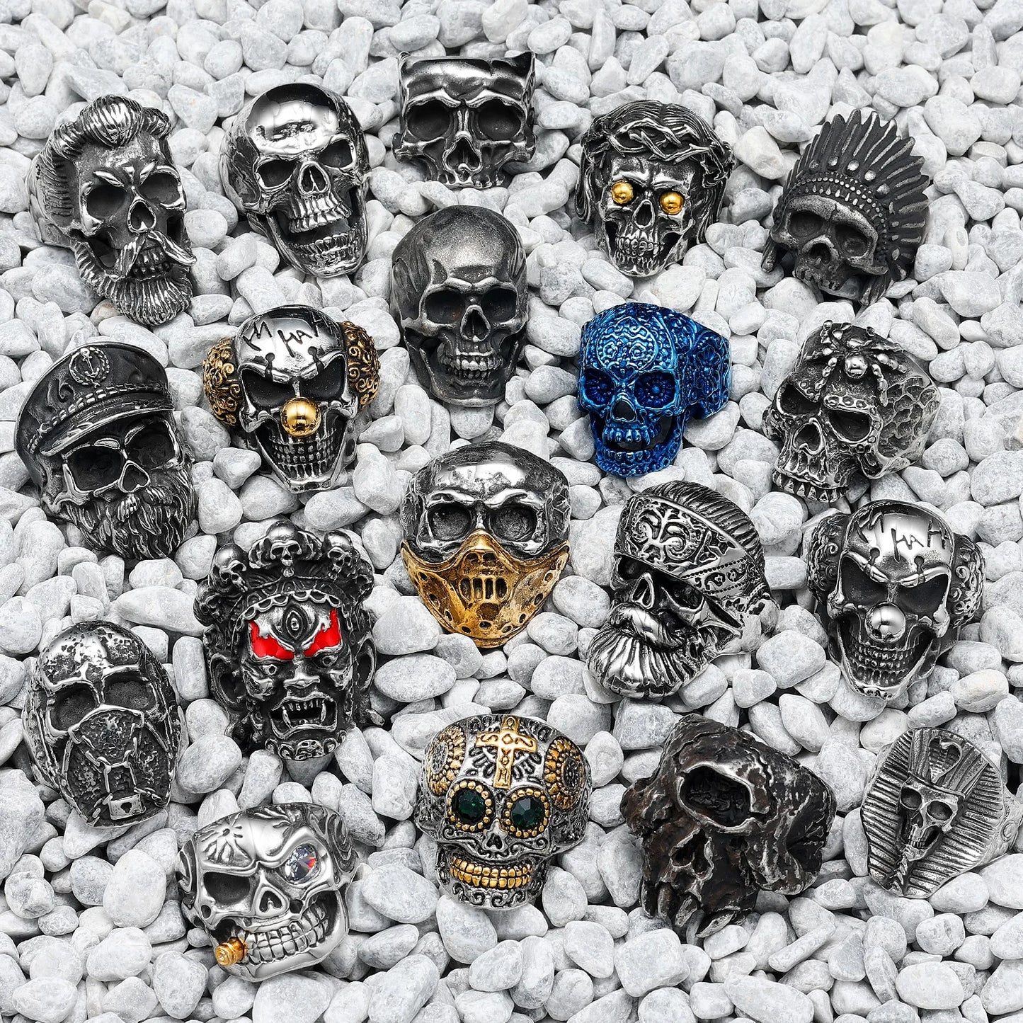 Killstar Vintage Punk Gothic All Skull Head Series Stainless Steel Womens Mens Rings Unique for Biker Jewelry Creativity Gift Wholesale Skull Gothic Steel Stainless Steel