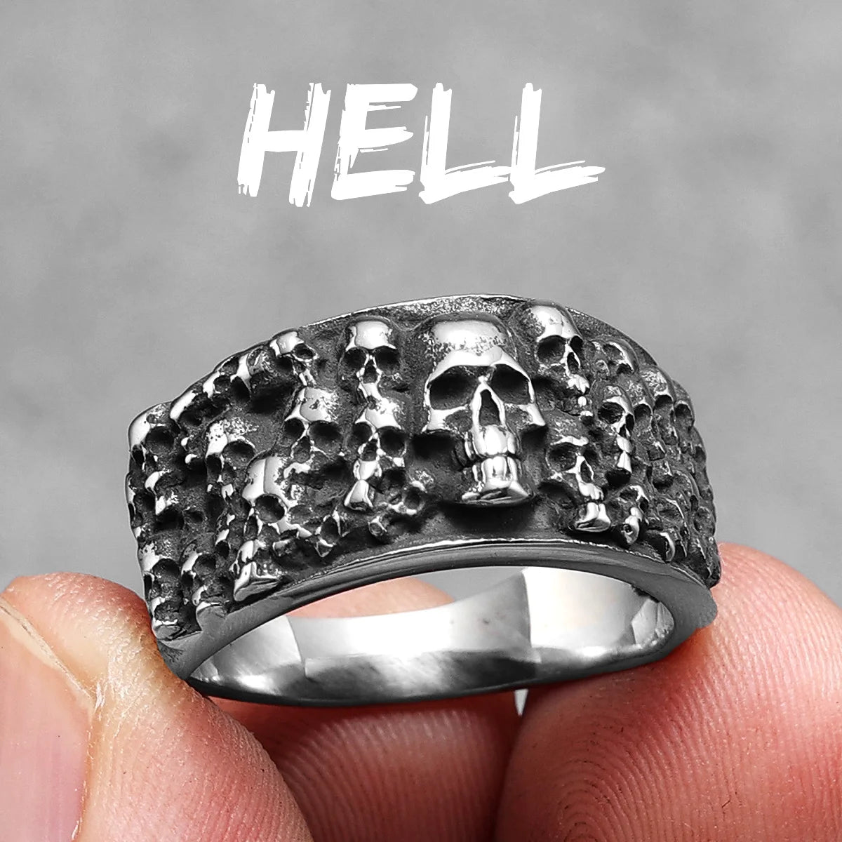 Killstar Vintage Punk Gothic All Skull Head Series Stainless Steel Womens Mens Rings Unique for Biker Jewelry Creativity Gift Wholesale Skull Gothic Steel Stainless Steel