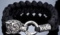 Blackcraft Cult Never Fade Rock Viking Wolf Bracelet Men's handmade cord Wolf Bead Punk Bracelets Biker Jewelry Wolf Black Gothic Ring