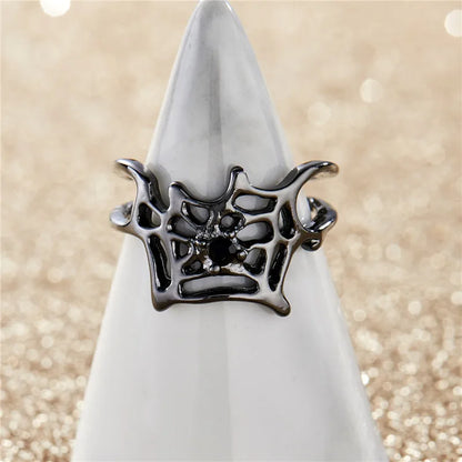 Killstar Gothic Punk Irregular Spider Opening Ring Women Men Fashion Zircon Black Crystal Dark Animal Ring Hip Hop Party Finger Jewelry Gothic Black