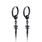 Dark in Love Gothic Sword Drop Earrings Surgical Steel Black Punk Ear Hoops with Long Dangle Grunge Hip Hop Stainless Steel Rings Gothic Steel Stainless Steel Black