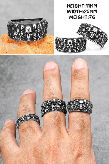 Killstar Vintage Punk Gothic All Skull Head Series Stainless Steel Womens Mens Rings Unique for Biker Jewelry Creativity Gift Wholesale Skull Gothic Steel Stainless Steel
