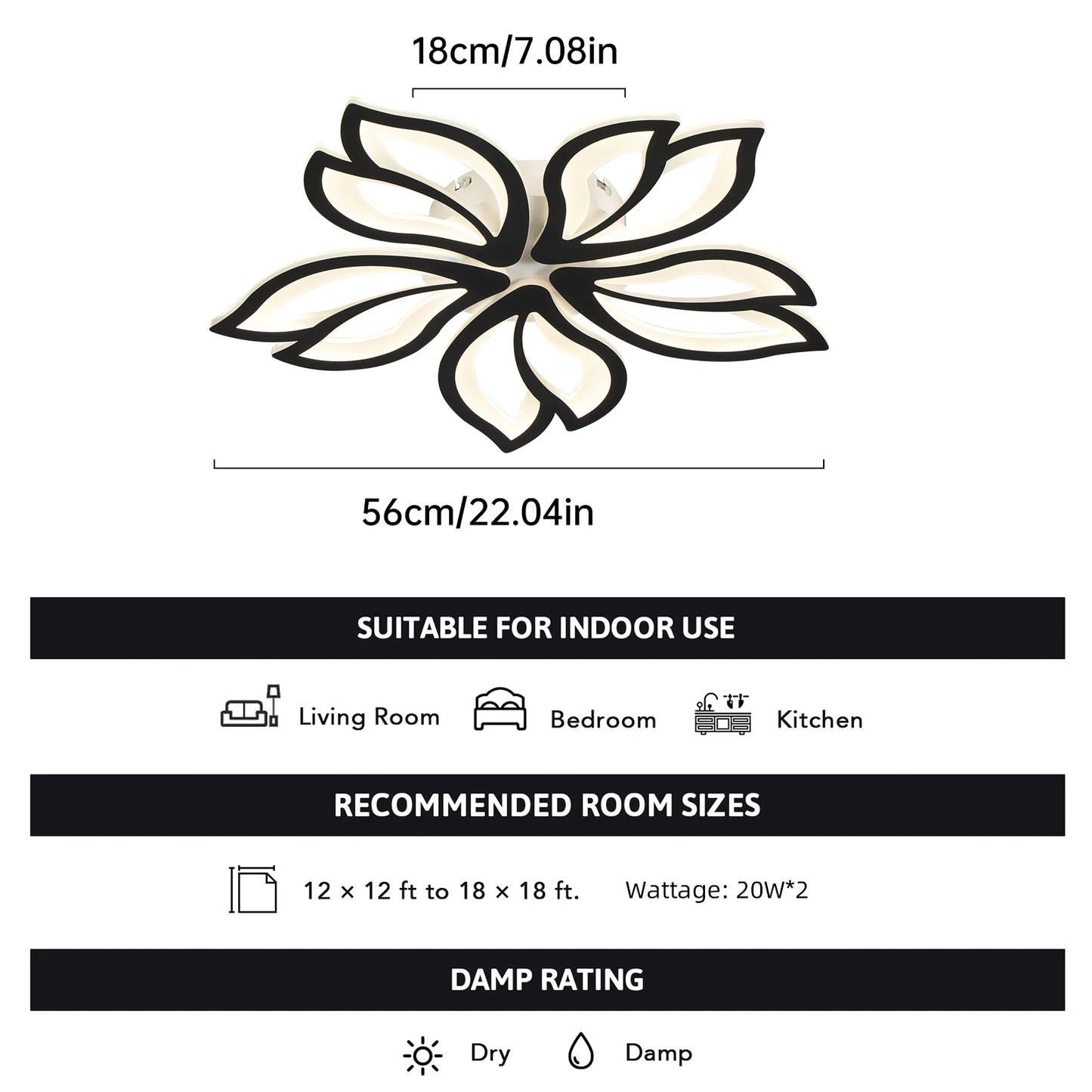 Artemide LED Ceiling Light Fixture, Modern Leaves Ceiling Lamp Flush Mount Ceiling for Living Room Study Room Dining Room Bedroom
