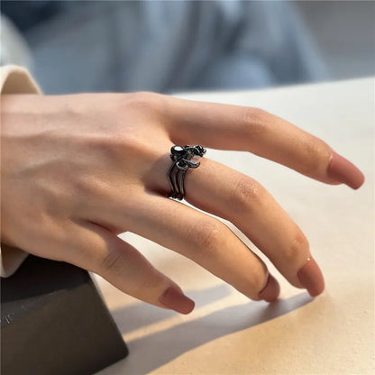 Killstar Gothic Punk Irregular Spider Opening Ring Women Men Fashion Zircon Black Crystal Dark Animal Ring Hip Hop Party Finger Jewelry Gothic Black