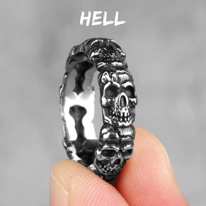 Killstar Vintage Punk Gothic All Skull Head Series Stainless Steel Womens Mens Rings Unique for Biker Jewelry Creativity Gift Wholesale Skull Gothic Steel Stainless Steel