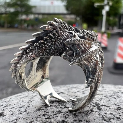Disturbia Gothic Punk Style Dragon Rings Pterosaur Wings Opening Alloy Rings Vintage Jewelry Costume Accessories Gifts Dragon Gothic Alloy