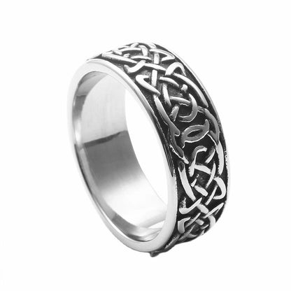 The Great Frog 10MM Wide Nordic Viking Celtic Rings Stainless Steel Punk Fashion Viking Trinity Ring for Men Women Amulet Jewelry Wholesale Steel Stainless Steel