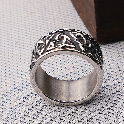 The Great Frog 10MM Wide Nordic Viking Celtic Rings Stainless Steel Punk Fashion Viking Trinity Ring for Men Women Amulet Jewelry Wholesale Steel Stainless Steel
