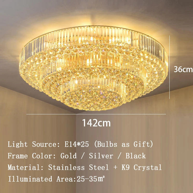 Arcchio LED Ceiling Lights Classical Round Ceiling Chandeliers Luxury Crystal Lustres Decor Home Plafonnier for Living Room