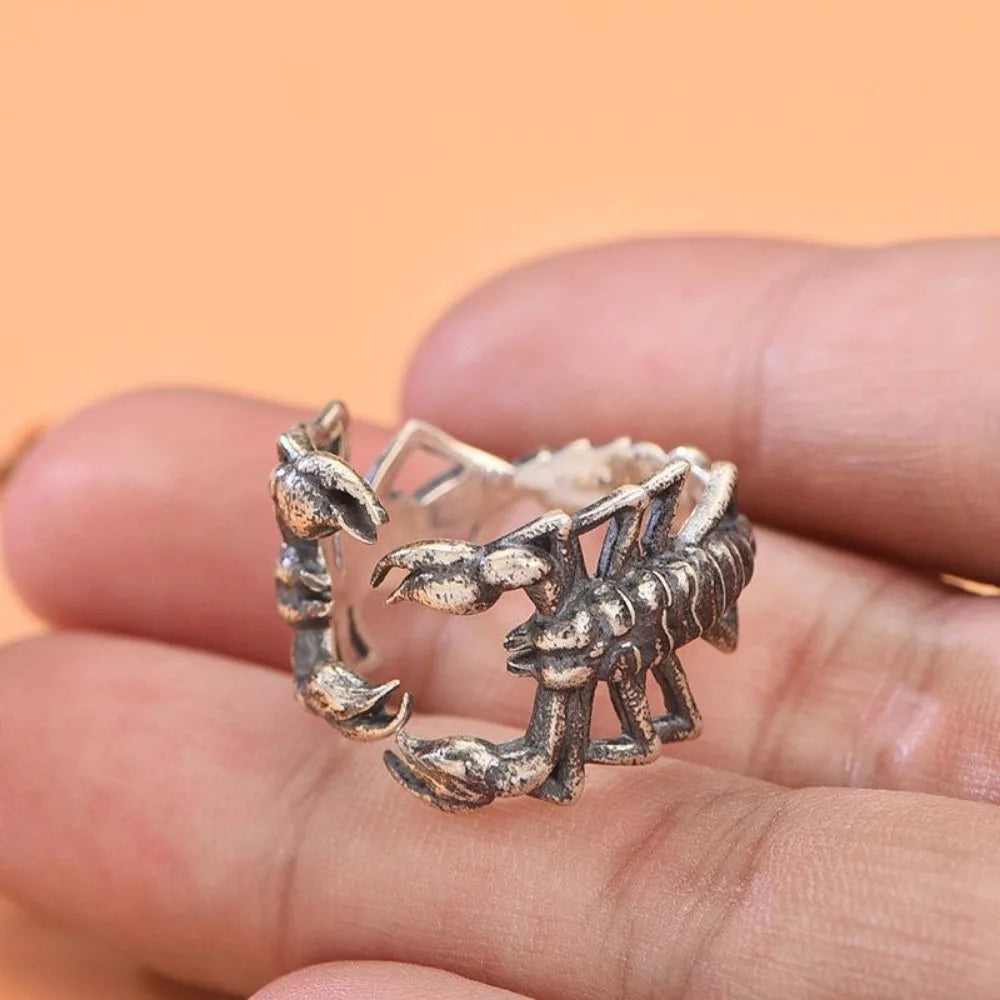 Disturbia New Domineering Personality Scorpion Open Ring Creative Trend Skull Ring Men and Women Open Adjustable Size Ring Fashion Jewelry Punk Biker Jewelry