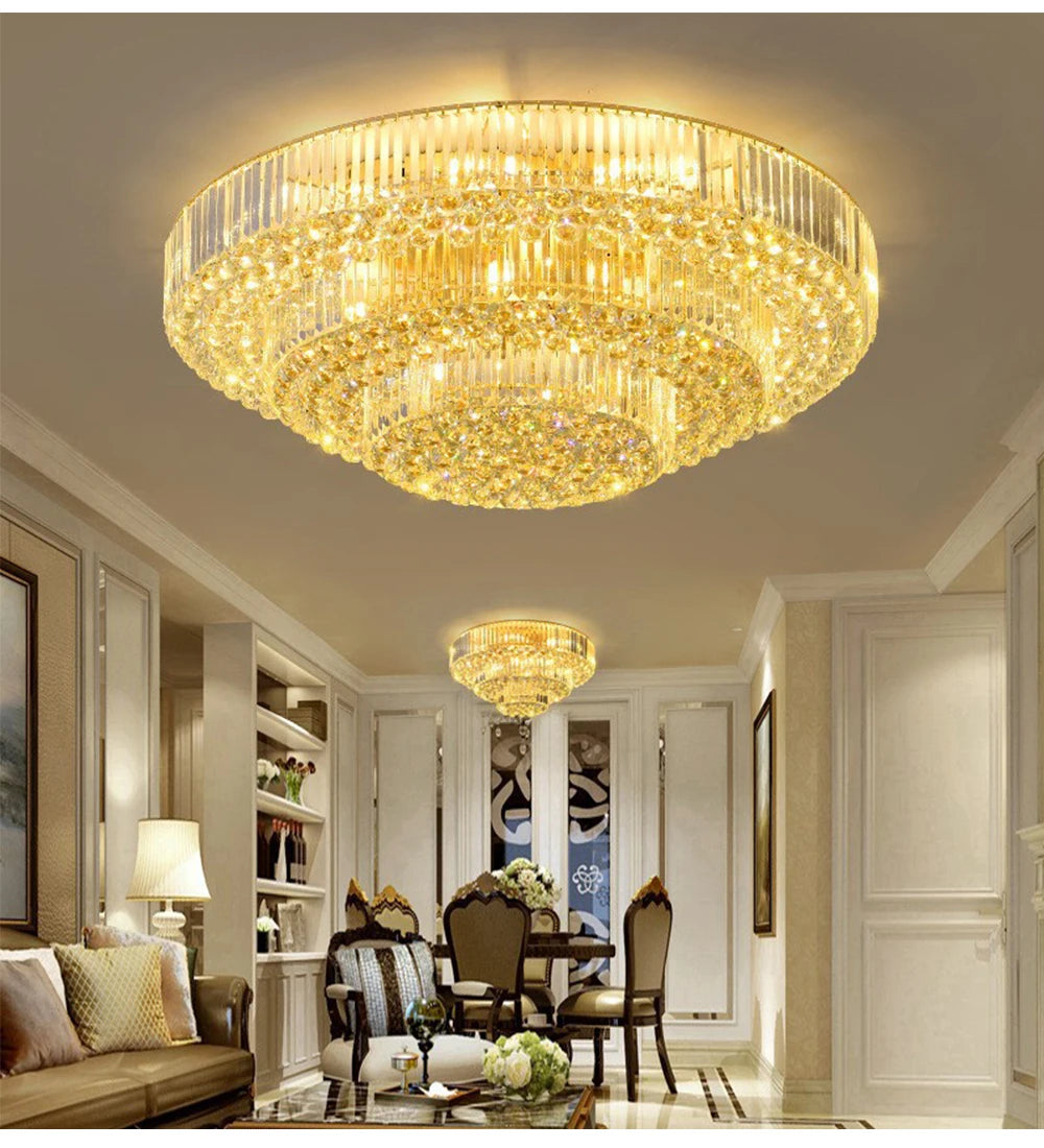 Arcchio LED Ceiling Lights Classical Round Ceiling Chandeliers Luxury Crystal Lustres Decor Home Plafonnier for Living Room