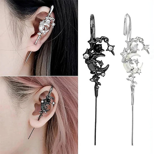 Restyle Goth Earrings Moon Ear Hooks Earrings, Fashion Gothic Style Jewelry Lightweight Design for Daily Wear and Special Occasions Punk Biker Jewelry