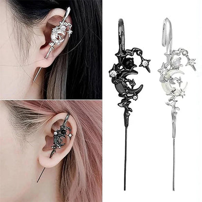 Restyle Goth Earrings Moon Ear Hooks Earrings, Fashion Gothic Style Jewelry Lightweight Design for Daily Wear and Special Occasions Punk Biker Jewelry