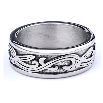 The Great Frog 10MM Wide Nordic Viking Celtic Rings Stainless Steel Punk Fashion Viking Trinity Ring for Men Women Amulet Jewelry Wholesale Steel Stainless Steel