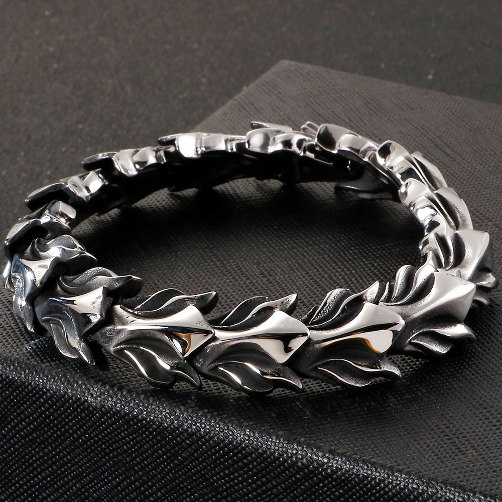 Killstar Cool Matte 316L Stainless Steel Men Bracelet for Man 17MM Width Keel Chain Bracelets Male Men's Male Jewelry 3 Sizes Available Steel Stainless Steel Gothic Ring Punk Biker Jewelry