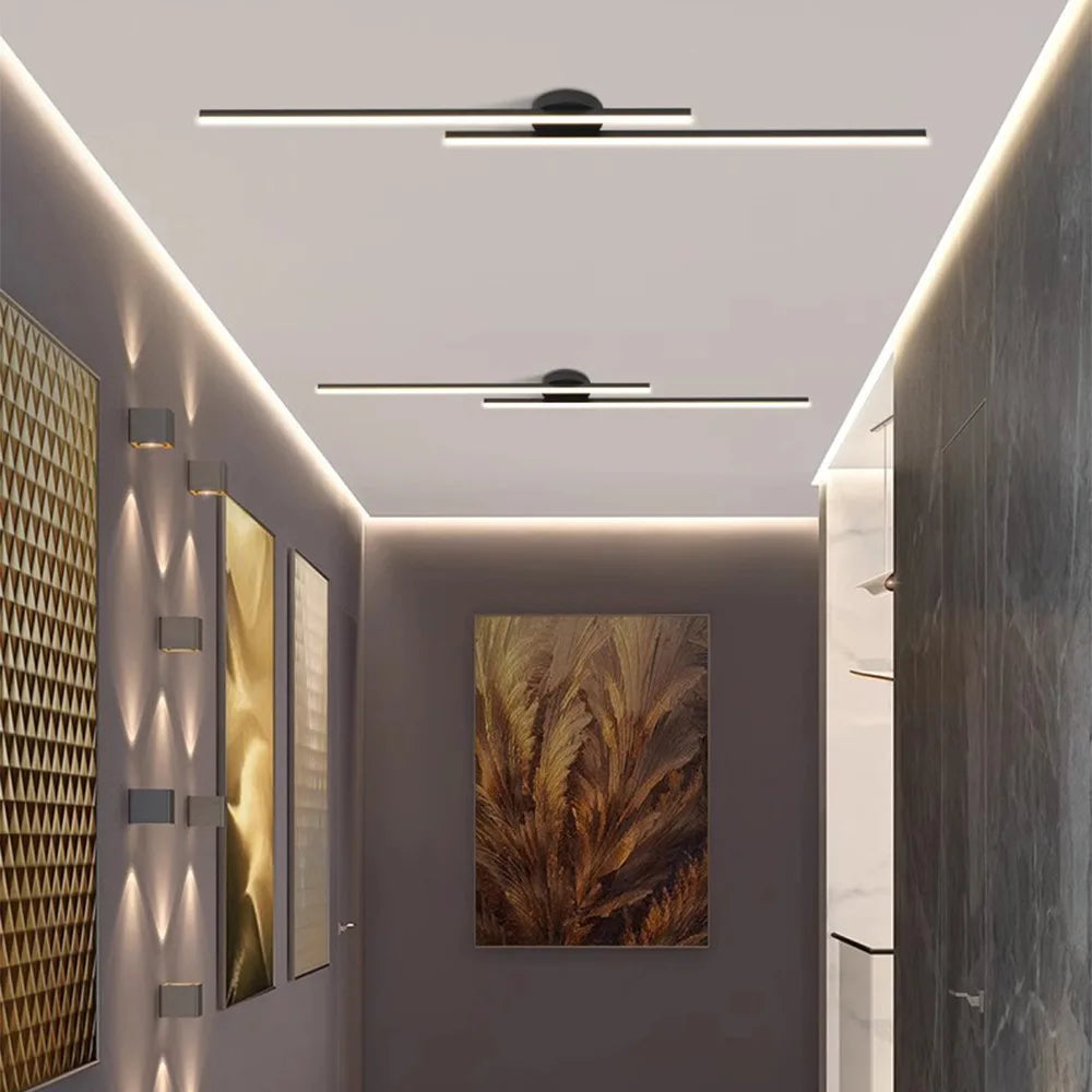 Lindby Long Aluminium Modern LED Ceiling Light Creative Design Ceiling Lamp Indoor Lighting Fixture Hallway Balcony Aisle Office Lustre
