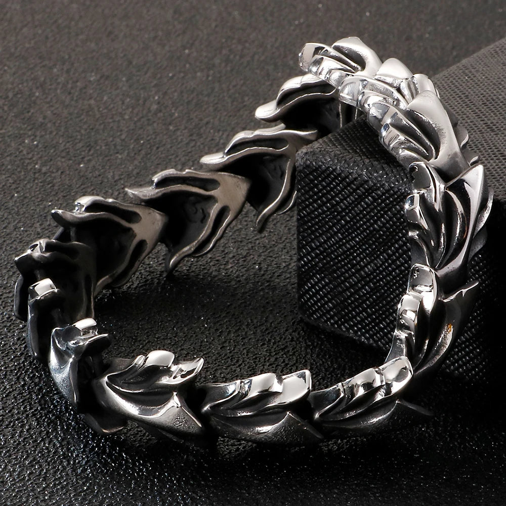Killstar Cool Matte 316L Stainless Steel Men Bracelet for Man 17MM Width Keel Chain Bracelets Male Men's Male Jewelry 3 Sizes Available Steel Stainless Steel Gothic Ring Punk Biker Jewelry