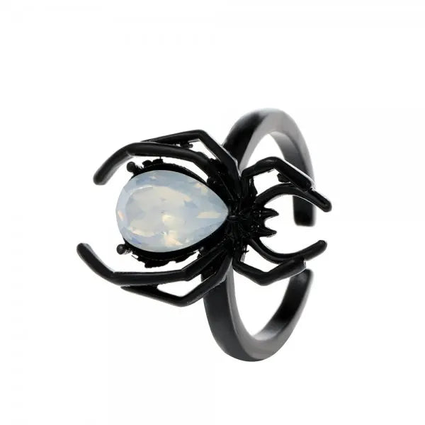 Killstar Gothic Punk Irregular Spider Opening Ring Women Men Fashion Zircon Black Crystal Dark Animal Ring Hip Hop Party Finger Jewelry Gothic Black