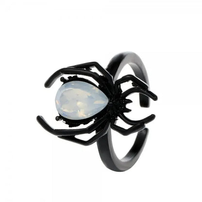 Killstar Gothic Punk Irregular Spider Opening Ring Women Men Fashion Zircon Black Crystal Dark Animal Ring Hip Hop Party Finger Jewelry Gothic Black