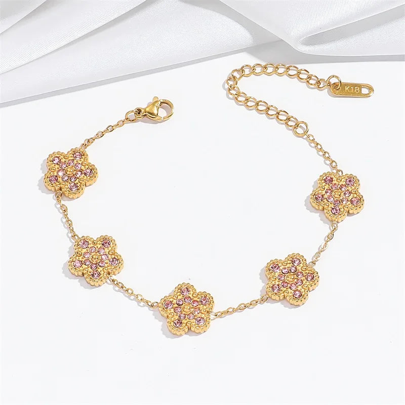 Lumière Bijoux Zircon Clover Bracelet